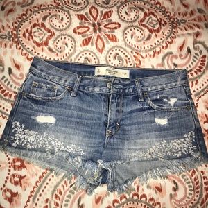 Abercrombie & Fitch Embroidered Jean Shorts